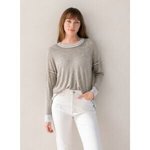 Mersea Saltwash Sweater Bamboo Cashmere Blend Cream Tan Medium Lightweight NWT